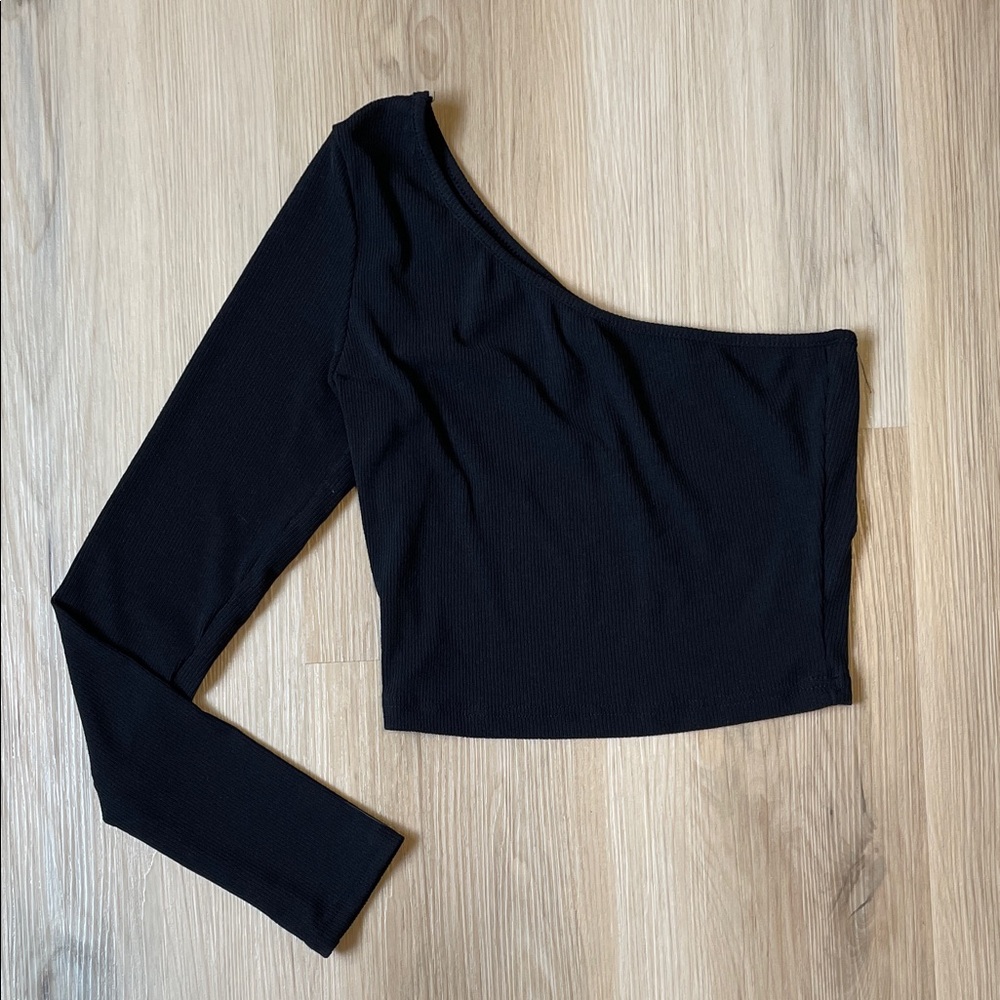 SHEIN One-Shoulder Black Crop Top - Women Size S